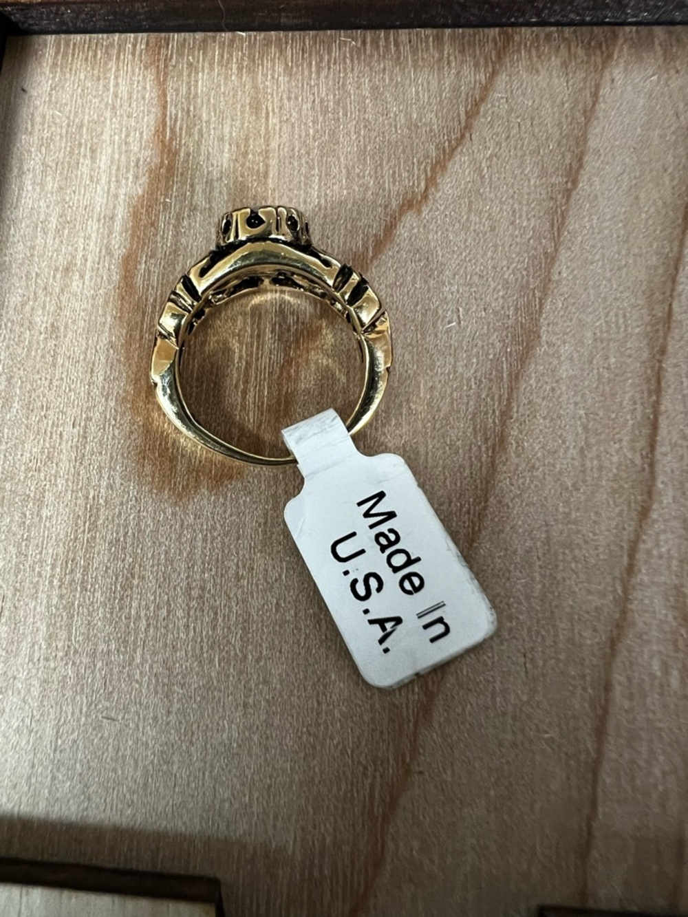 Gold Tone Opal Style Filigree Ring Size 4 #412 - Picture 3 of 4